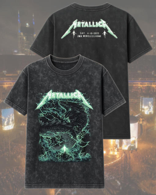 Metallica M72 Syracuse 2025 – Thunder Sea Dragon Two-Sided Acid Wash T-Shirt & Hoodie