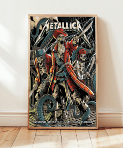 Metallica Pirate Poster – Tampa Florida 2025 Concert Art at Raymond James Stadium