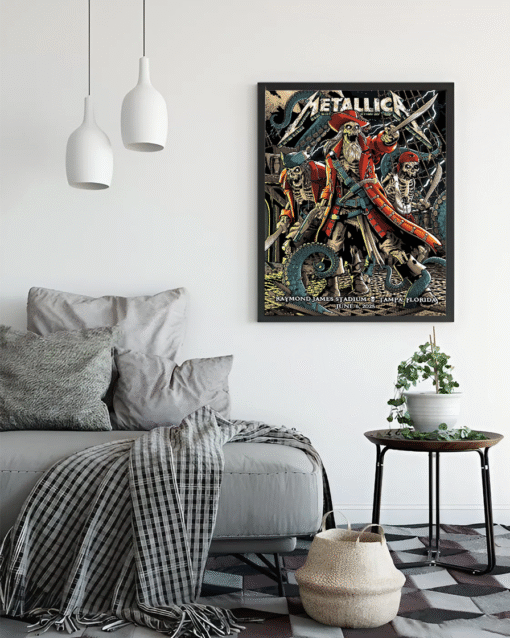 Metallica Pirate Poster – Tampa Florida 2025 Concert Art at Raymond James Stadium