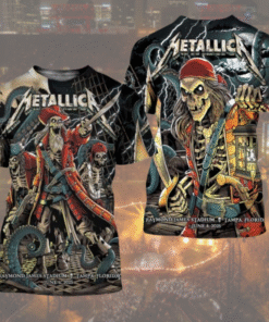 Metallica M72 Tampa 2025 Night 1 And 2 Venue Poster Combined In Tampa Florida At Raymond James On June 6 And 8 2025 The Pirate Skeletons Art Two Sided All Over Print Shirt
