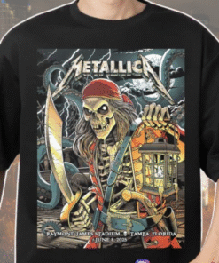 Metallica Pirate Skeleton T-Shirt – Raymond James Stadium Tampa, Florida – June 8, 2025 Limited Edition