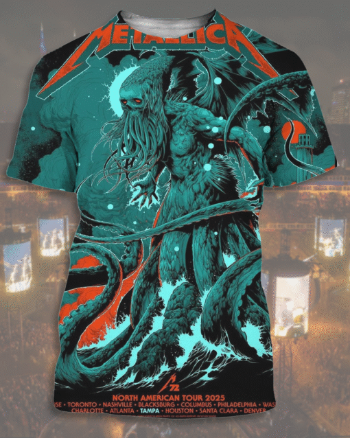 Metallica M72 Tampa 2025 All Over Print T-Shirt, Hoodie, Long Sleeve, Tank Top – Pop-Up Shop Poster Art | Raymond James Stadium June 6 & 8