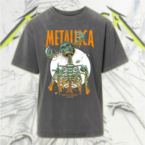 metallica 1996 until it sleeps acid wash tee skeleton demon cross art