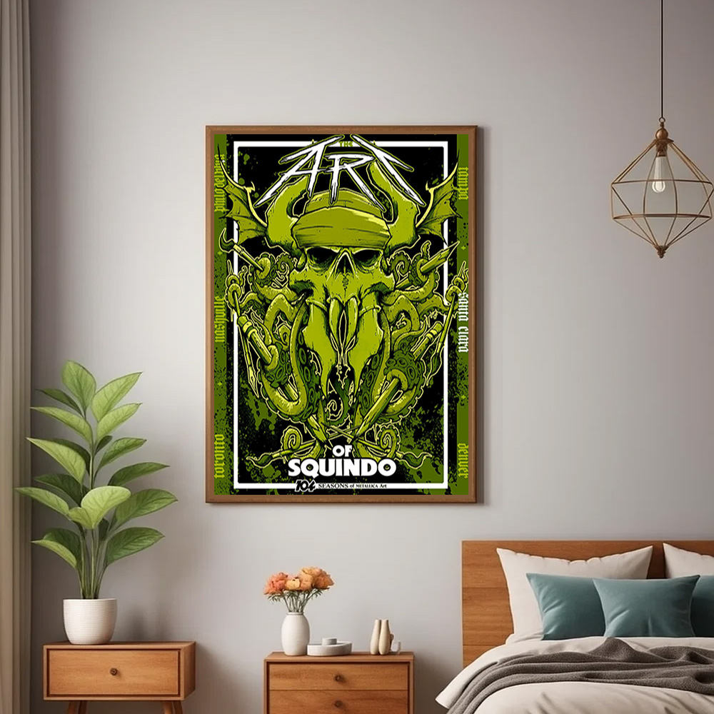 metallica art of squindo wall poster june 21 2025 exhibit at bay area ca 104 seasons collection canvas 1