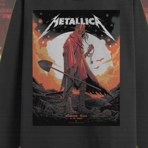 metallica concert tour m72 2025 houston show june 14 grim reaper cowboy long sleeve shirt 2