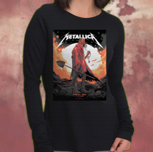 metallica concert tour m72 2025 houston show june 14 grim reaper cowboy long sleeve shirt 3