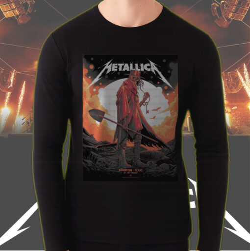metallica concert tour m72 2025 houston show june 14 grim reaper cowboy long sleeve shirt 4