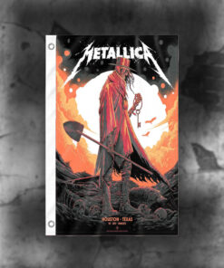 metallica houston 2025 flag m72 world tour skeleton cowboy with key tour art flag 1