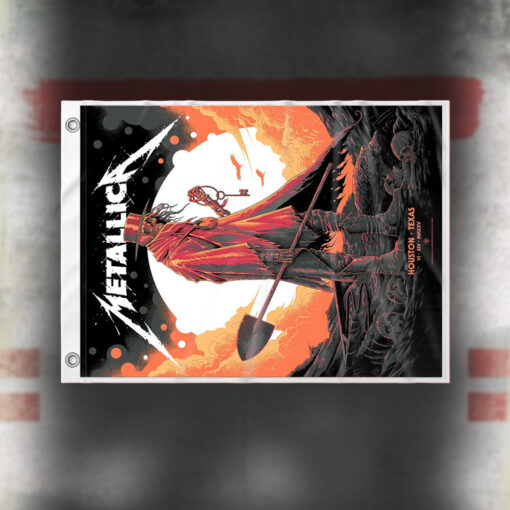 metallica houston 2025 flag m72 world tour skeleton cowboy with key tour art flag 2