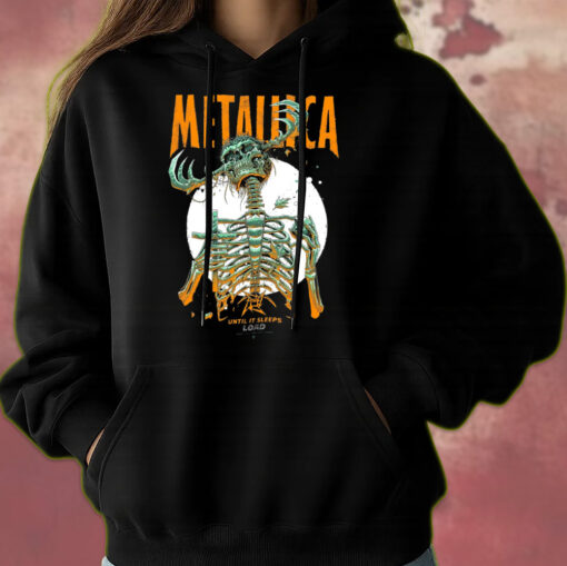 metallica load era until it sleeps 1996 skeleton horned skull art hoodie