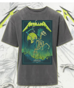 metallica m72 houston 2025 acid wash tee skeleton rider design june 14 show nrg stadium concert shirt