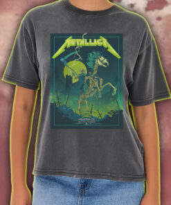 metallica m72 houston 2025 acid wash tee skeleton rider design june 14 show nrg stadium concert shirt 3