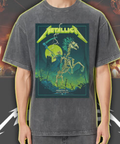 metallica m72 houston 2025 acid wash tee skeleton rider design june 14 show nrg stadium concert shirt 4