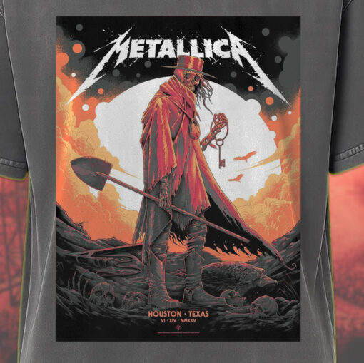 metallica m72 houston show june 14 2025 skeleton cowboy key art acid wash tee 2