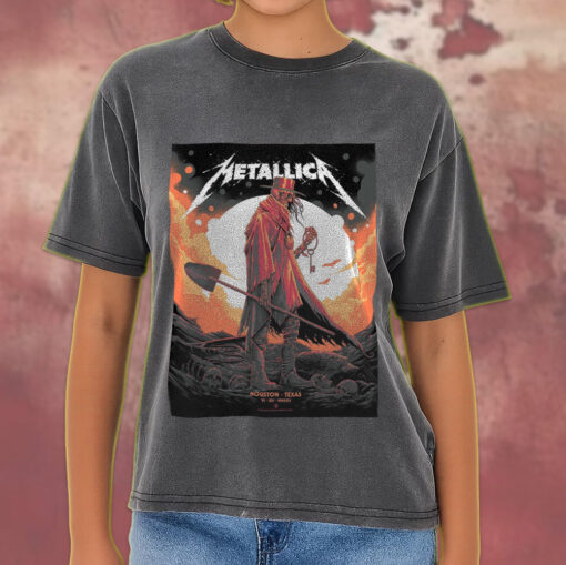 metallica m72 houston show june 14 2025 skeleton cowboy key art acid wash tee 3