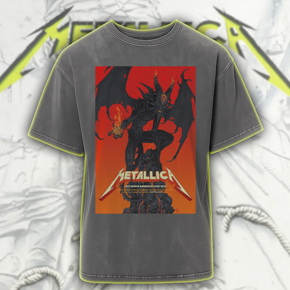 metallica m72 tour 2025 acid wash t shirt vintage infernal demon design concert exclusive