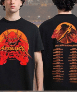 metallica m72 tour 2025 fire demon two sided shirt official world tour dates unisex tee