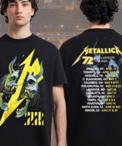 metallica m72 tour 2025 split skull shirt lightning bolt double sided unisex tee