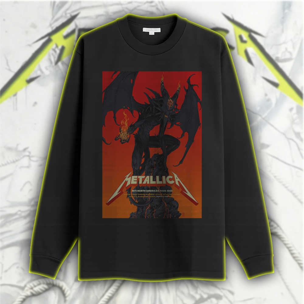metallica m72 tour long sleeve shirt 2025 north america infernal demon graphic