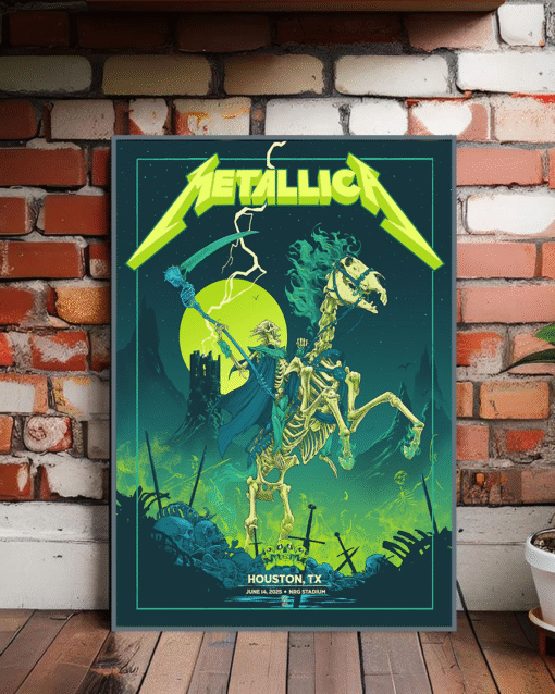 metallica m72 tour poster june 14 2025 houston tx grim reaper horseman wall art nrg stadium concert print