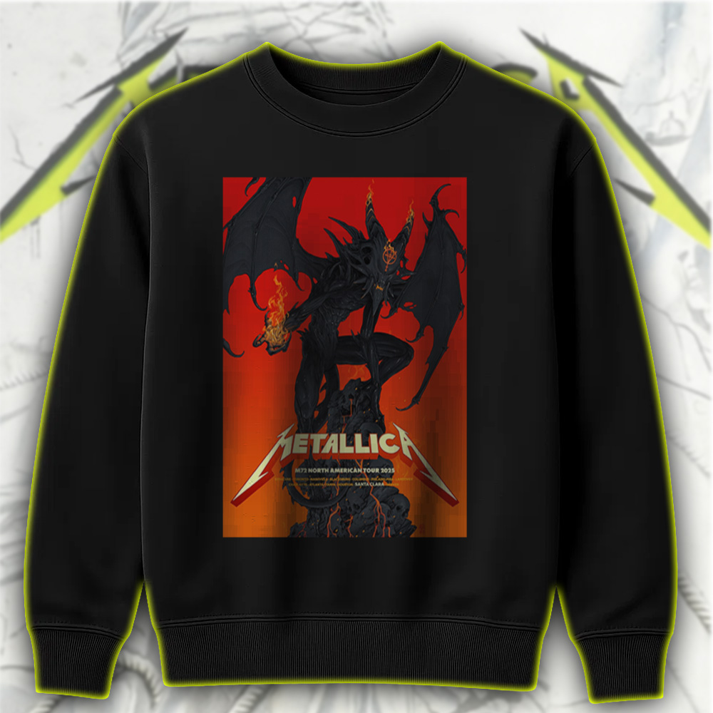 metallica m72 tour sweatshirt 2025 demon of fire art north america limited drop 1
