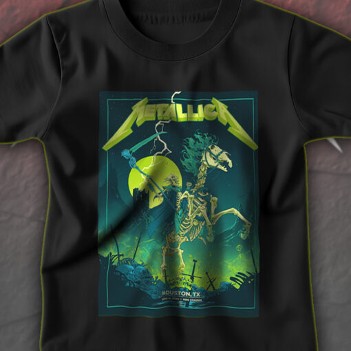 metallica m72 tour t shirt june 14 2025 houston texas grim reaper horseman nrg stadium official concert tee