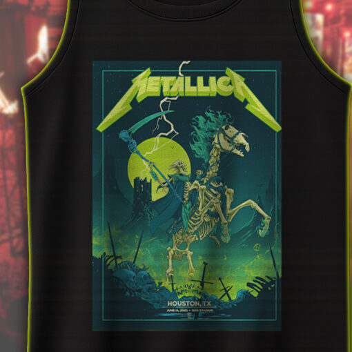 metallica m72 tour tank top houston show june 14 2025 skeleton rider art nrg stadium official concert merch 2
