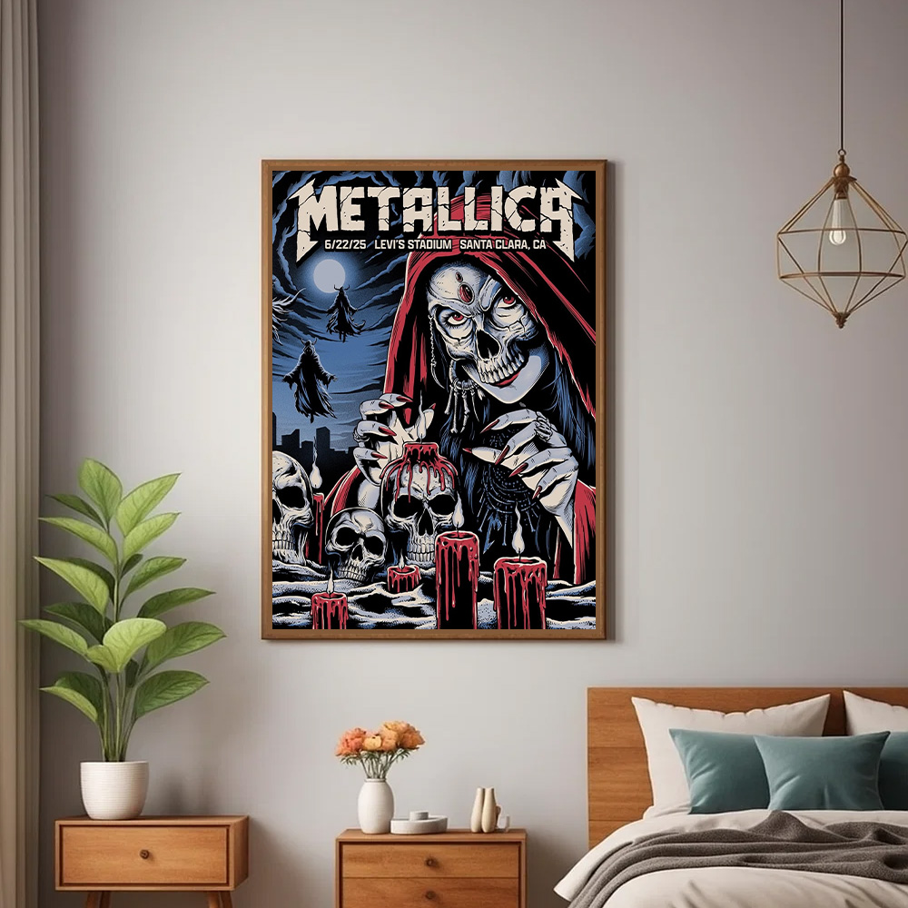 metallica skull poster tonight in santa clara 2025 levis stadium wall art canvas print 1