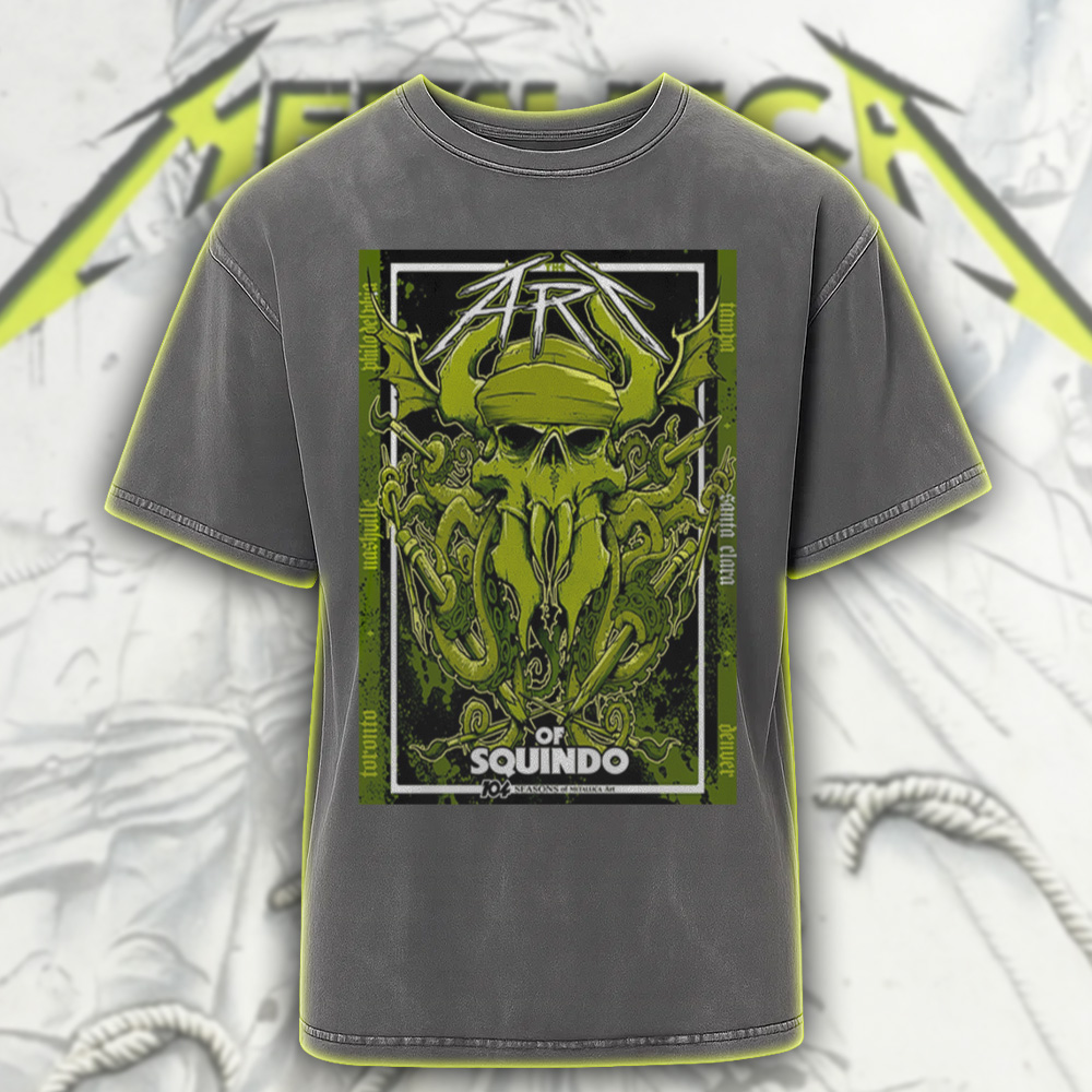 metallica the art of squindo acid wash tee june 21 2025 exhibit at bay area ca 104 seasons collection