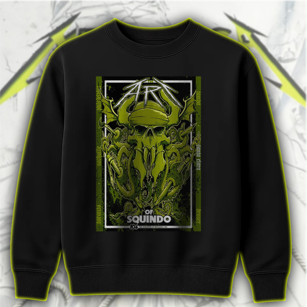 metallica the art of squindo sweatshirt june 21 2025 bay area ca 104 seasons exhibit collection 1