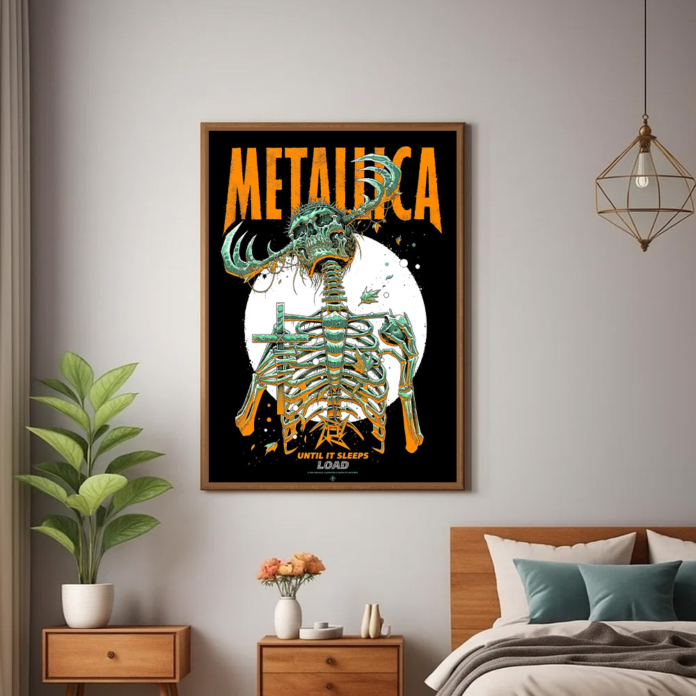 metallica until it sleeps poster 1996 load skeleton cross demon art wall print canvas 1