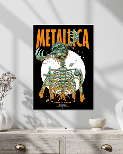 metallica until it sleeps poster load album art skeleton cross demon wall print canvas 1