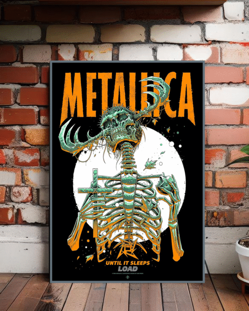 metallica until it sleeps poster load album art skeleton cross demon wall print canvas