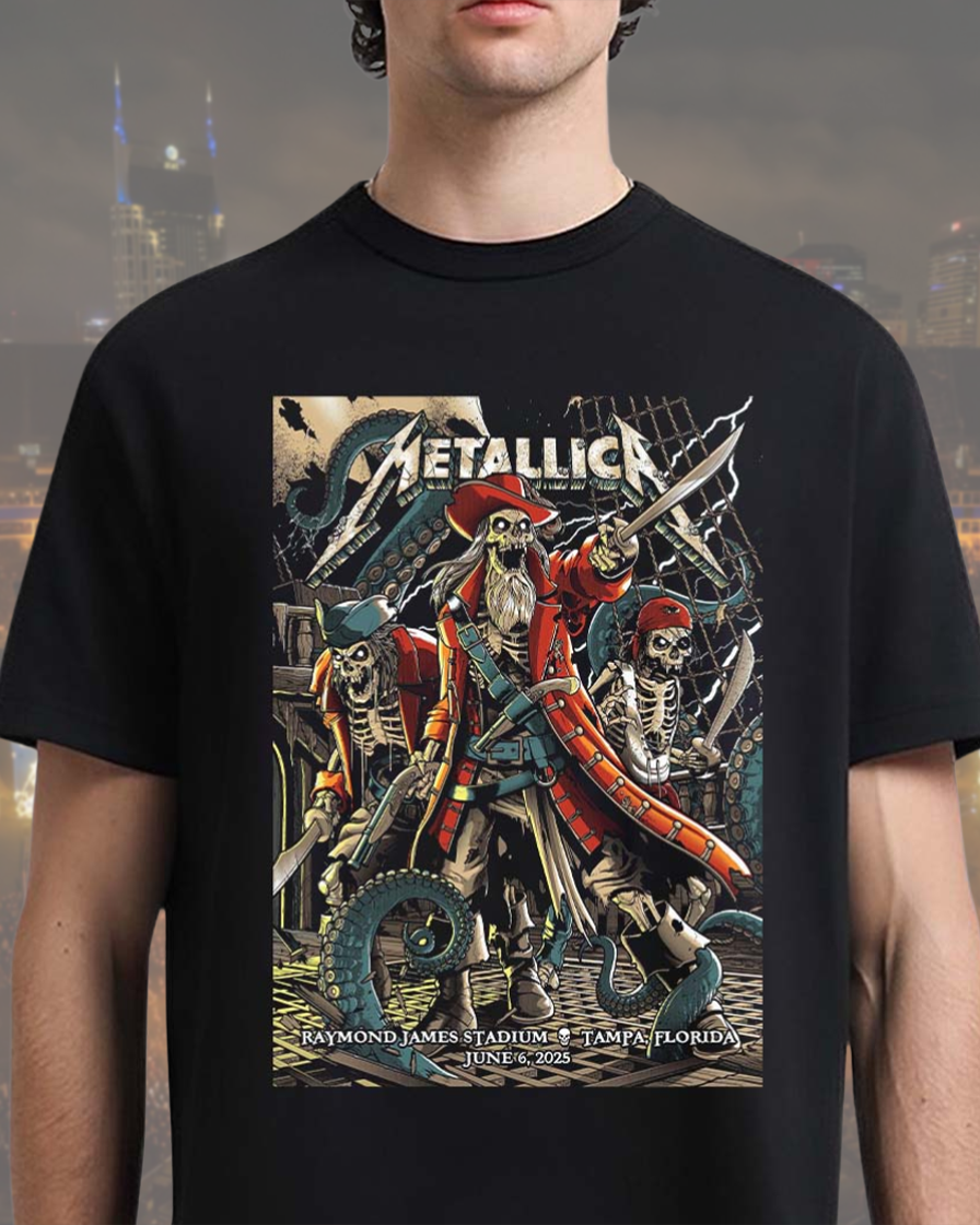 Metallica M72 Tampa 2025 Pirate Skeletons T-Shirt, Hoodie, Sweatshirt, Long Sleeve, Tank Top – Night 1 Venue Art Edition